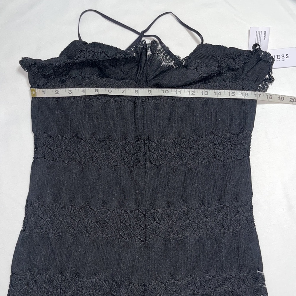 GUESS Romper Vita Mixed Lace Ruffled Overlay Romper Black LARGE - Picture 8 of 10